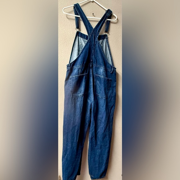 Free People We The Free Ziggy Relaxed Boho Slouchy Denim Overalls Size Medium - Picture 8 of 10